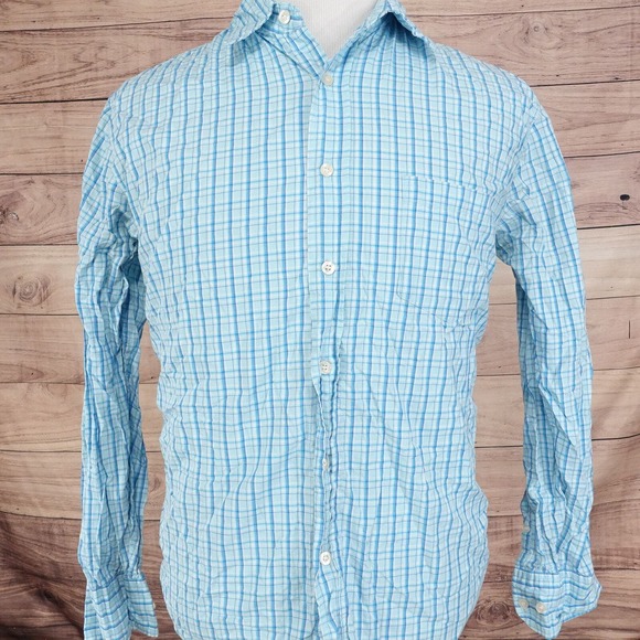AEROPOSTALE SLIM FIT BLUE CHECK PLAID BUTTON DOWN SHIRT MENS SIZE M MEDIUM - Picture 3 of 6
